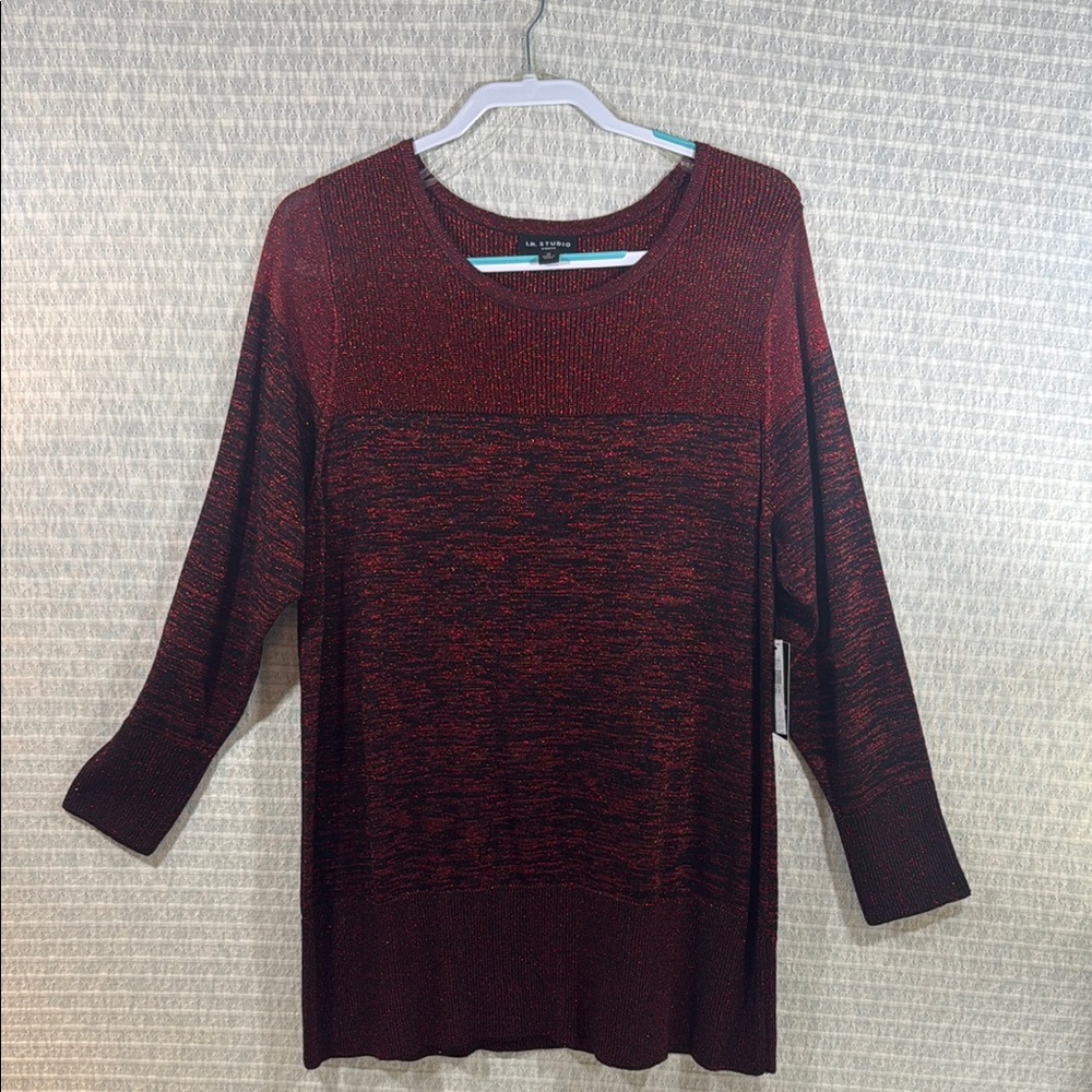 I.N. Studio Shimmering Maroon Knit Top - NWT